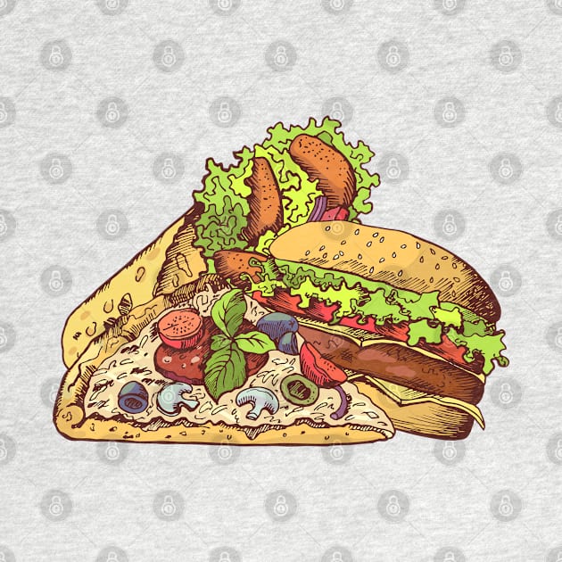 fast food hand drawn by Mako Design 